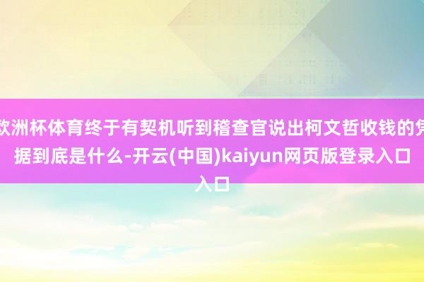 欧洲杯体育终于有契机听到稽查官说出柯文哲收钱的凭据到底是什么-开云(中国)kaiyun网页版登录入口